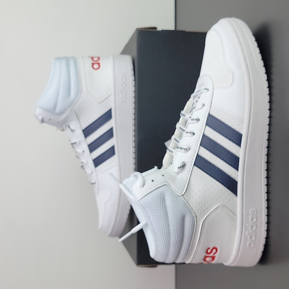 Adidas Hoops 2.0 Mid White Blue Red Men's Shoes
